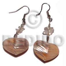 dangling rounded back to back heart 25mm shell/ orange tones - Home