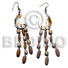 dangling 25mmx22mm teardrop brownlip  tassled wood beads - Home