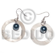 dangling  round kabibe shell rings  pearl beads accent - Home