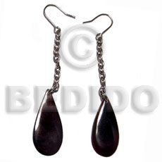 dangling 30mmx15mm thin teardrop blacktab shell in 1.5in metal chain - Home