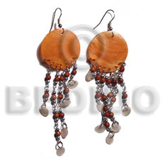 dangling 30mm orange round capiz shell  tiny oval hammershells accent - Home