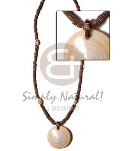 2-3mm coco heishe brown/nassa alt.  cunos pendant - Home