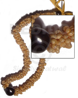 yellow mongo shell rings  brown kukui nuts combination  / 28in in matching adjustable ribbon  the maximum length of 54in - Home