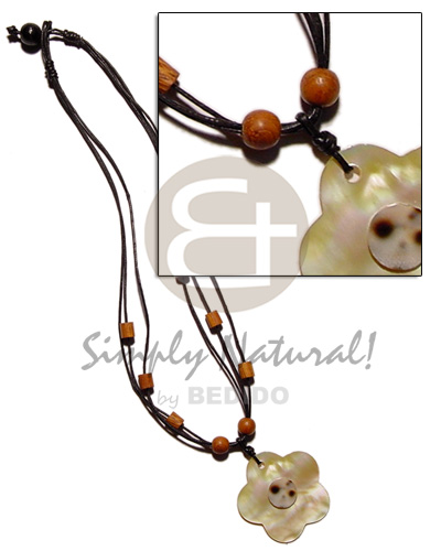 3 layer wax cord  palmwood accent and 45mm MOP flower  cowrie shell  nectar - Home