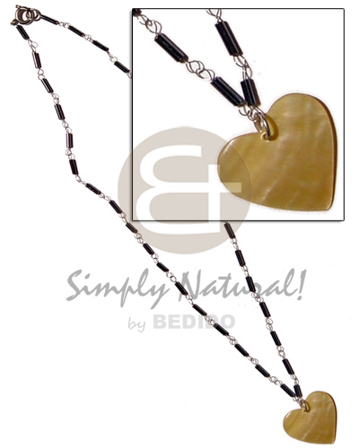 black cut glass beads in metal looping  35mm heart pendant - Home