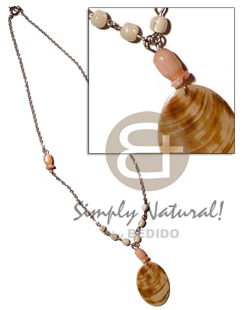 40mm melo shell pendant  skin in metal chain & shell beads accent - Home