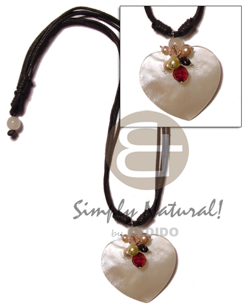 50mm heart hammershell in wax cord  neads & crystal accent - Home