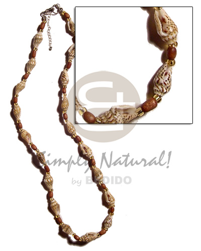 nassa tiger  rice wood & glass beads combination - Home