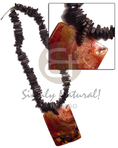 black 12mm coco stick  orange 50mmx35mm hammershell pendant - Home