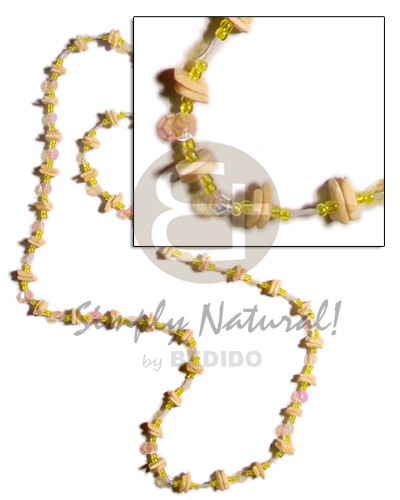 36 in. continuous yellow white rose   glass beads combination & rainbow sequins accent - Home