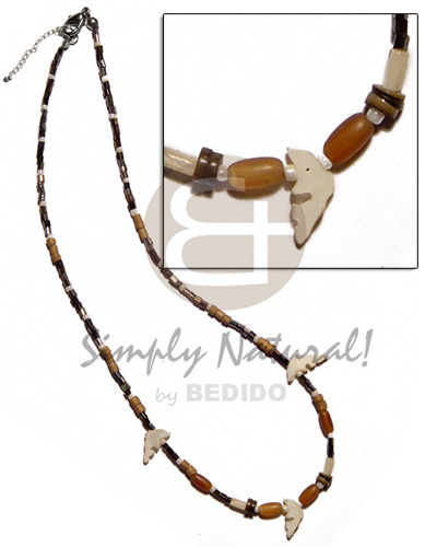 glass,horn, & wood beads combination  shell fetish accent - Home