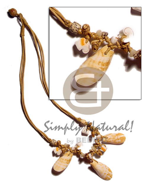 3 layers wax cord  buri seeds. everlasting luhuanus & 3 pcs. shell pendants - Home