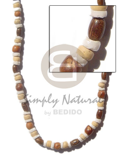 4-5mm heishe white clam / pukalet nat  wood ricebeads combination - Home