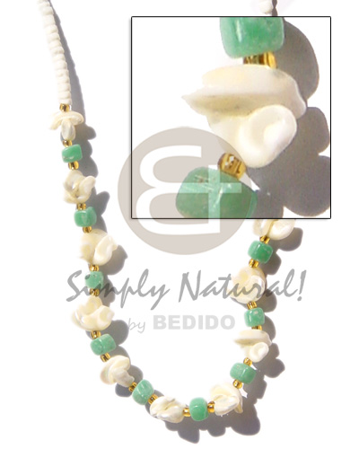 3-4mm heishe white clam  troca manol  green stone - Home