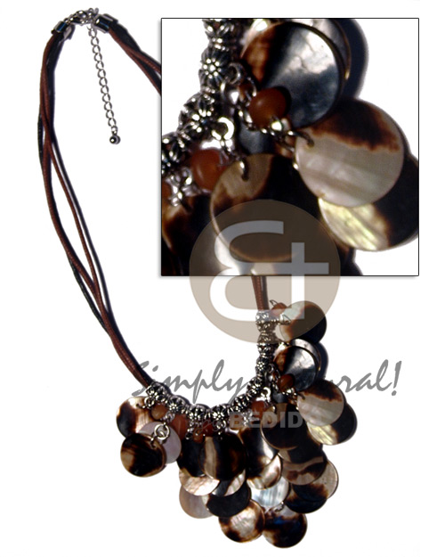 cleopatra- dangling 18mm ( 25pcs.) brownlip  metal & acrylic crystals accentaccent in triple golden brown wax cord - Home