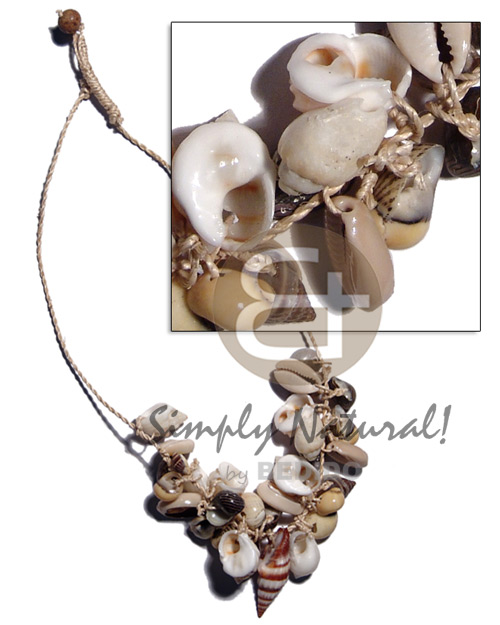 assorted seashells on abaca string - Home