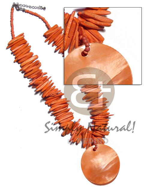 1 in. coco stick  50mm kabibe round pendant / orange tones - Home