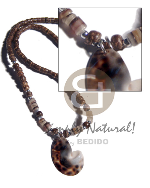 4-5mm coco heishe  4-5mm hammershell heishe combination and cowrie tiger shell pendant - Home