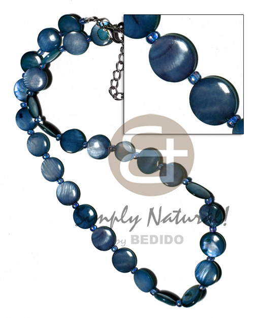 laminated 10mm round kabibe shells  glass beads / blue tones - Home