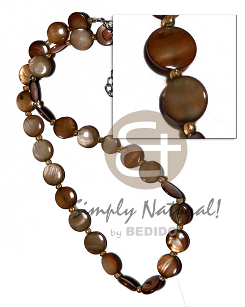 laminated 10mm round kabibe shells  glass beads / brown tones - Home