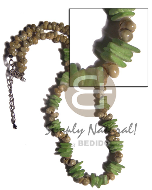 green mongo shells  white rose shell in neon green tone combination / 16in/  ext. chain - Home