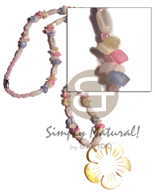 troca rice beads  pastel colored crazy cut shells combination and 40mm yellow hammershell flower - Home