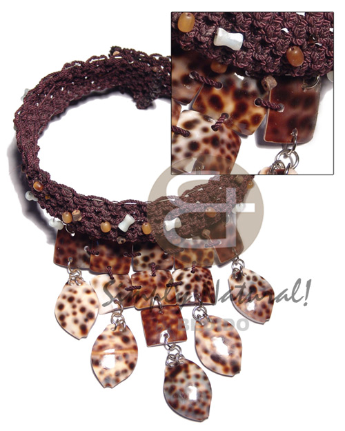 wired adjustable macrame choker  cleopatra cowrie shells - Home