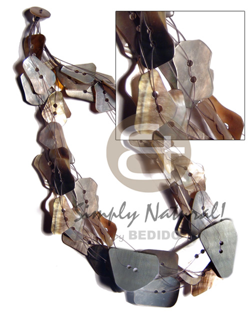 blacklip shells in varied sizes -38mmx25mm / 25mmx14mm in intertwined nylon strings - Home
