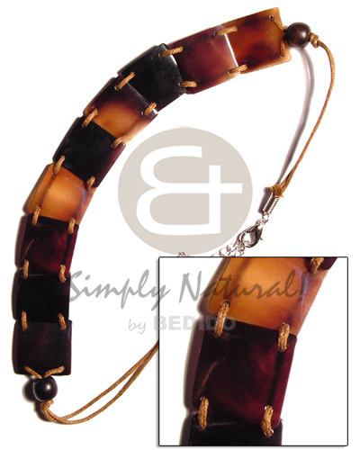 9 pcs. 20mm square black tab  shells choker weaved  wax cord/wood beads - Home
