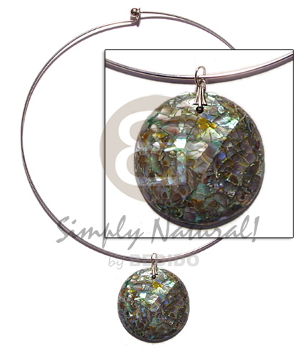 nickel free silver hoop ring  paua pendant  resin backing - Home