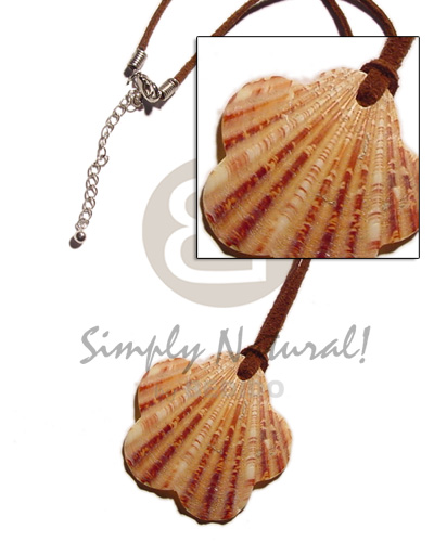 scallop palium pigtim shell pendant in leather thong - Home