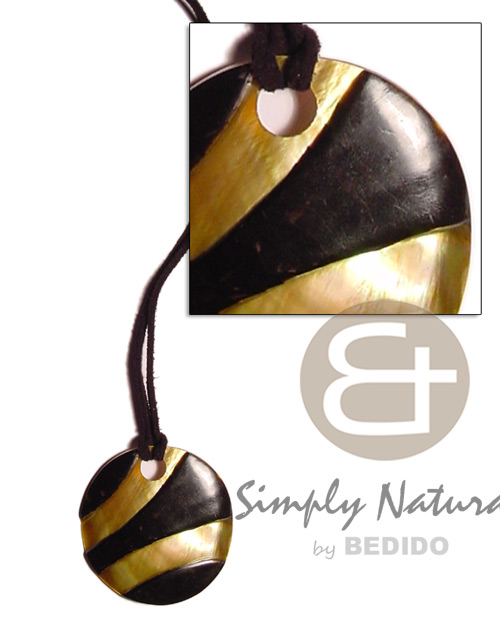 40mm brownlip zebra pendant  embossed skin in leather thong - Home