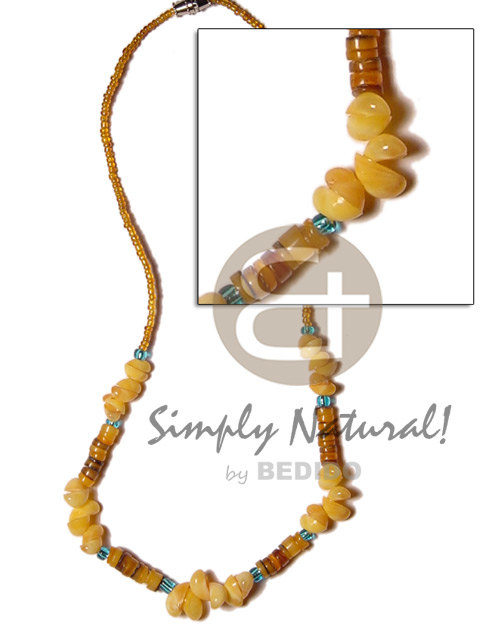 yellow mongo shell and hammershell  glass beads - Home