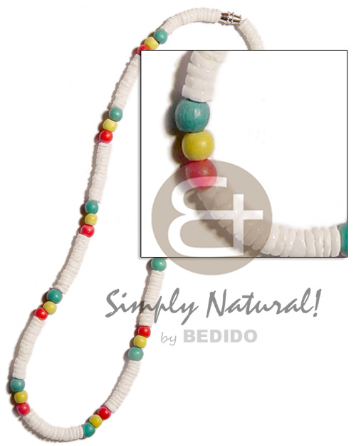 white clam heishe  red/yellogreen wood beads combination - Home