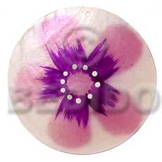 round natural 50mm capiz shell  handpainted design - Hand Painted Pendants