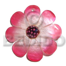 30mm  graduated pink hammershell flower  dotted skin nectar - Shell Pendant
