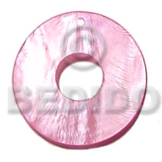 40mm donut  pink hammershell  15mm center hole - Shell Pendant