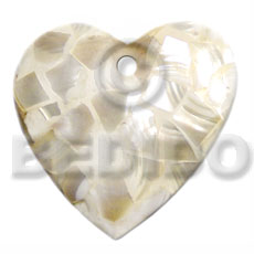 45mm heart nat. white kabibe blocking  resin backing - Shell Pendant