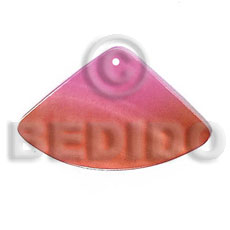 pie cut / kabibe / two tone - pink-orange combination / 35mmx20mm - Shell Pendant