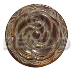 40mm round brownlip  rose design - Shell Pendant