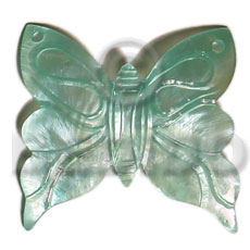 aqua blue butterfly hammershell 50mm - Shell Pendant