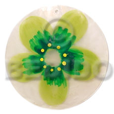 round natural 50mm capiz shell  handpainted design - Hand Painted Pendants