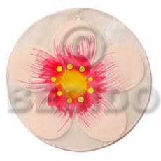 round natural 50mm capiz shell  handpainted design - Hand Painted Pendants