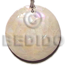 round green shell cracking  resin backing 40mm - Shell Pendant