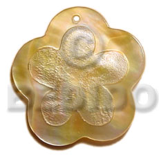 scallop MOP  flower design 40mm - Shell Pendant