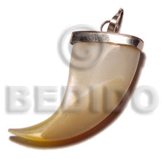 MOP fangs encasted in metal 35mm - Shell Pendant