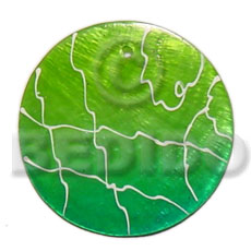 35mm round graduated lime green capiz  webbing - Hand Painted Pendants