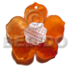 orange 40mm hammershell flower  grooved nectar - Shell Pendant