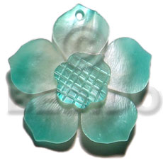 graduated aqua blue 30mm hammershell flower  grooved nectar - Shell Pendant