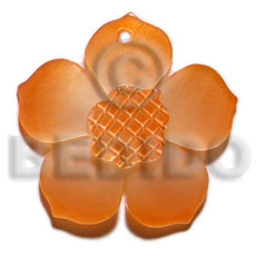 graduated orange 30mm hammershell flower  grooved nectar - Shell Pendant